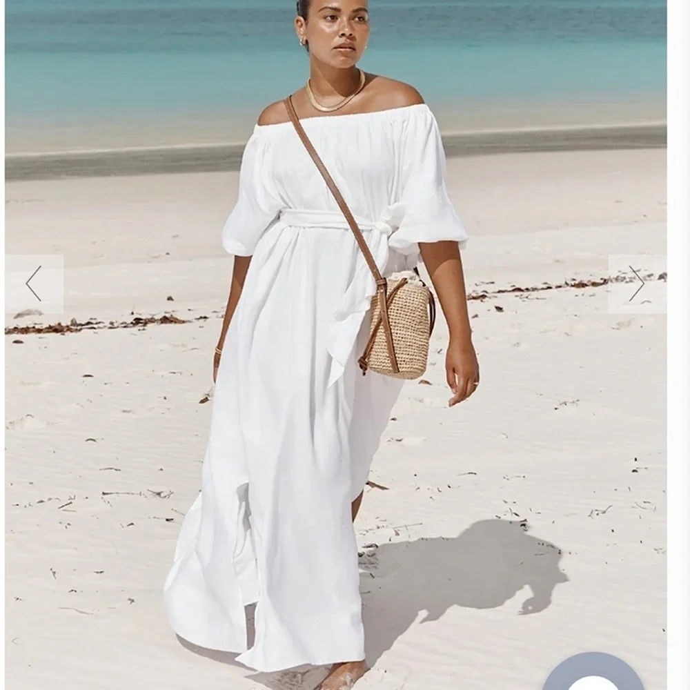DISSH KATE WHITE LINEN MIDI DRESS sz. US-2